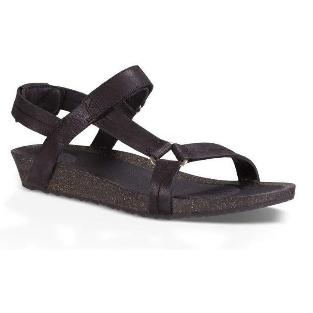 Teva Ysidro Black Wedge Sandals Arch Support